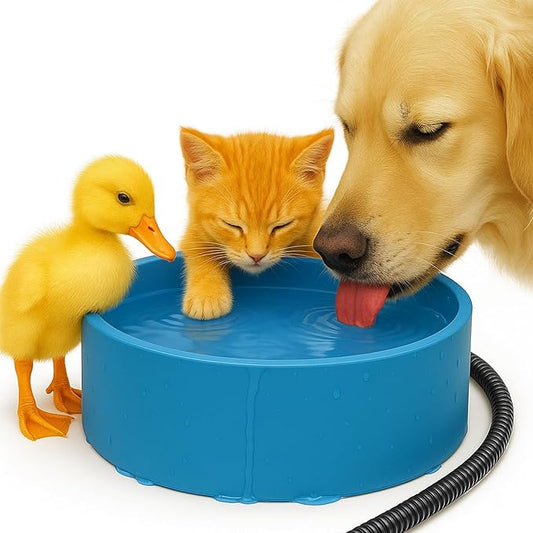 Heated Water Bowl for Dog Cat, Outdoor Warming Animals Bowl with Chew Resistant Power Cord, Waterproof Heat Pet Bowl Smart Uniform Heating in Winter Antifreeze for Chicken Duck,108 fl oz