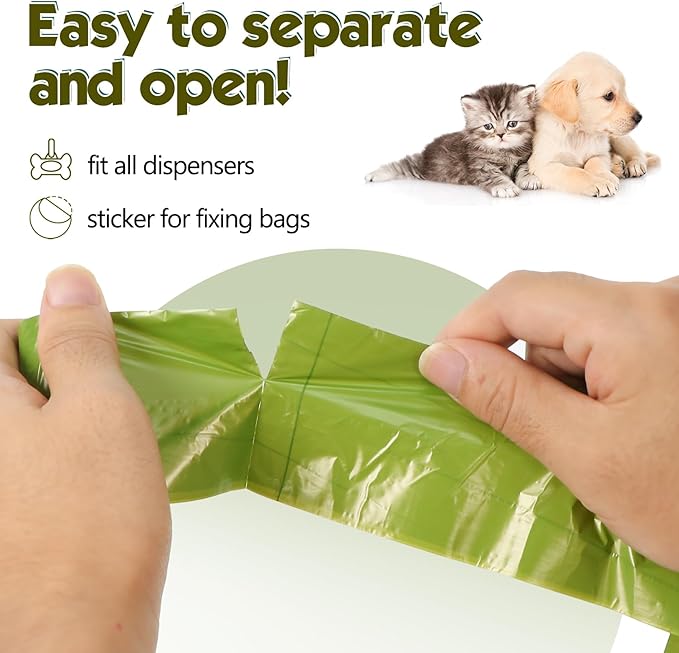 Dog Poop Bags 1140 Count (57 Rolls), Unscented Leak-Proof Waste Bag, 13x9" Green Doggy Poop Bags with Bone-Shaped Dispenser, Extra Thick & Easy Detach
