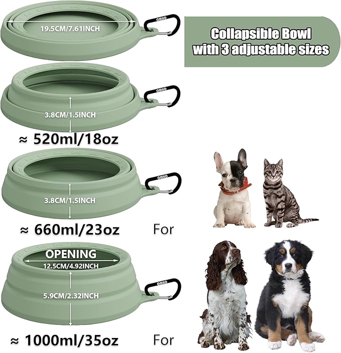 OHMO Spill Proof Collapsible Dog Water Bowl Large 34oz for Cars, No Splash Portable Bowls for Dog Travel, Pet Essentials for Road Trips, Cat Travel Accessories