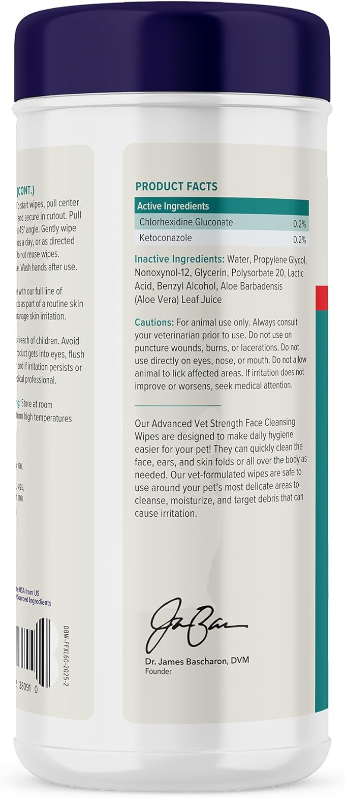 Vetnique Dermabliss Dog Face Wipes - Medicated Chlorhexidine Wipes for Dogs with Wrinkles, French Bulldog, English Bulldog Dog Grooming Wipes Cleaning & Deodorizing Dog Wipes