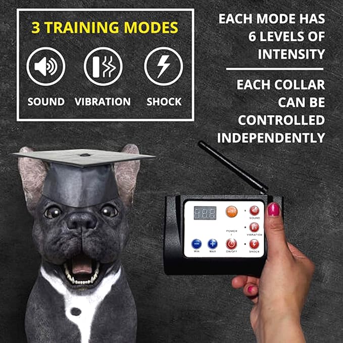 Wireless Electronic Pet Dog Fence System and Dog Training Collar 2-in-1,Boundary Container for All Dogs,with Shock/Tone Correction,Waterproof Reflective Stripe Collar,Harmless,for 1 2 3 dogs,for2dogs