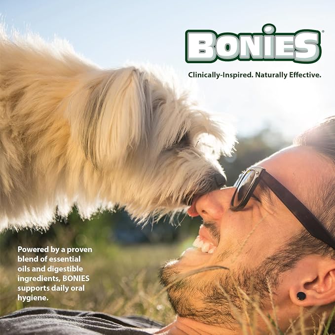 Bonies Natural Breath and Dental Formula Minis-Sized Single Bone - All-Natural Ingredients, Fresh Breath, Cleans Teeth, Low Calories, Chicken Flavor, MINI Dogs, 20 Bones