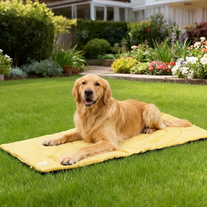 Dog Travel Mat | Camping Bed for Dogs | 37.4"x25.6" Waterproof Outdoor Dog Mat | Portable Place Mat for Dogs with Handle | Machine Washable | Easy Clean for Outdoor Adventures (Brown)