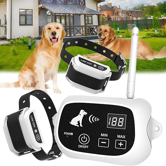Wireless Dog Fence Electric Pet Containment System with Training Collar Receiver Safe Effective No Randomly Over Correction for 3 Dogs Pets Container Boundary,for2dogs