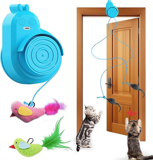 Interactive Cat Toys for Indoor Cats Automatic Electric Flying Bird Feather Cat Toy - Best Kitten & Adult Cat Enrichment Toy Stick-on Hanging Electric Kitty Toys for Bored Cats