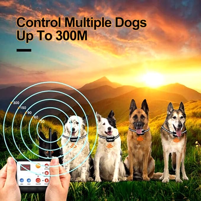 Wireless Electronic Pet Dog Fence System and Dog Training Collar 2-in-1,Boundary Container for All Dogs,with Shock/Tone Correction,Waterproof Reflective Stripe Collar,Harmless,for 1 2 3 dogs,for1dog
