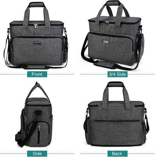 BAGLHER Dog Travel Bag, Airline Approved Pet Tote Organizer with Multi-Function Pockets, 2 X Food Storage Containers and 2 X Collapsible Bowls, Perfect Weekend Pet Travel Set for Dog, Cat Grey