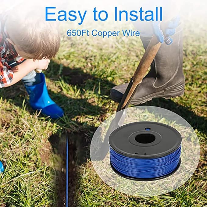 Wired Electric Dog Fence,In-ground Pet Safe Containment System,Covers up to 1.2 Acre,650 Ft Wire,Waterproof/Rechargeable Training Collar,Shock/Tone Correction,for 1 2 3 Dog,for3dogs