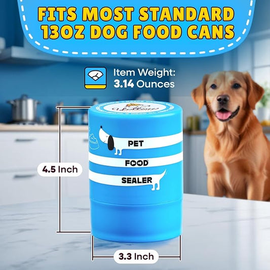 The Original Canned Dog Food Storage Container Patent Pending Reusable Airtight Can Cover Pet Food Sealer - Keeps Dog Food Can Fresh in the Fridge, Eliminates Odor, Easy to Use