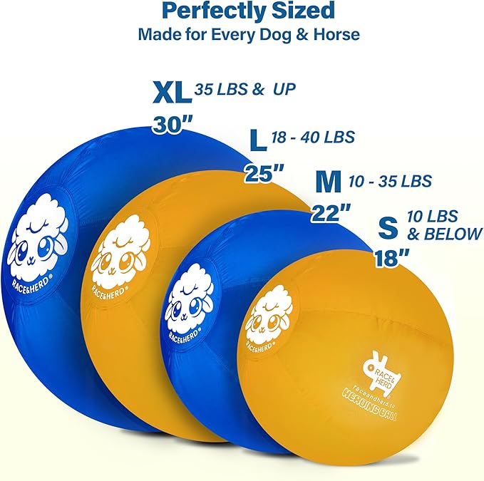 Race&Herd 30" Original XXL Herding Ball for Dogs - Giant Herding Dog Ball Australian Shepherds, Herding Toys, Dog Training Toy for Large Breeds, Dog Toy for Outdoor Play (Large Dogs/Horses, Yellow)