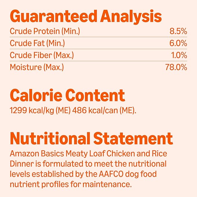 Amazon Basics Wet Dog Food, Meaty Loaf, Chicken & Rice Dinner, Made with Real Chicken, 13.2 oz can (Pack of 12)