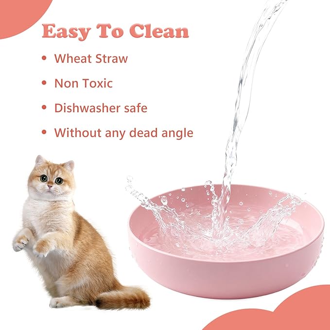 [18 Pack] Cat Dishes Whisker Friendly, Shallow Wide Pet Food and Water Bowl, 5.5 Inch Cat Food Dish, Friendly Wet Feeding Bowl, Durable Wheat Straw Pet Bowls, Pet Plate for Kittens (Indoor/Outdoor)