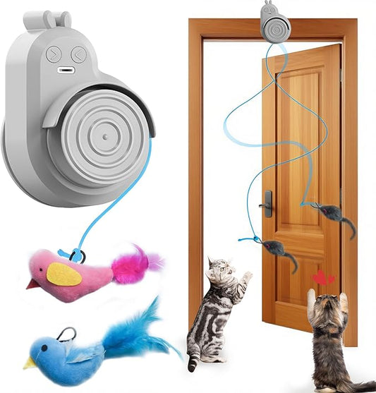 Interactive Cat Toys for Indoor Cats Automatic Electric Flying Bird Feather Cat Toy - Best Kitten & Adult Cat Enrichment Toy Stick-on Hanging Electric Kitty Toys for Bored Cats