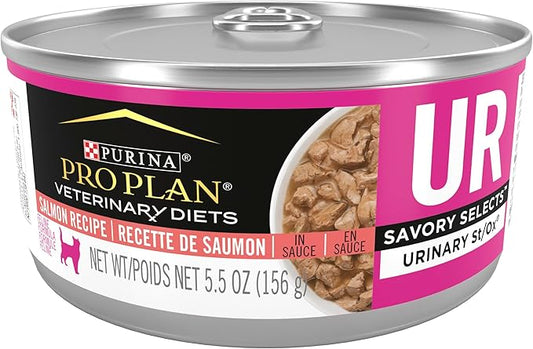 Purina Pro Plan Veterinary Diets UR Urinary St/Ox Savory Selects Feline Formula Salmon Recipe in Sauce Wet Cat Food - (Pack of 24) 5.5 oz. Cans