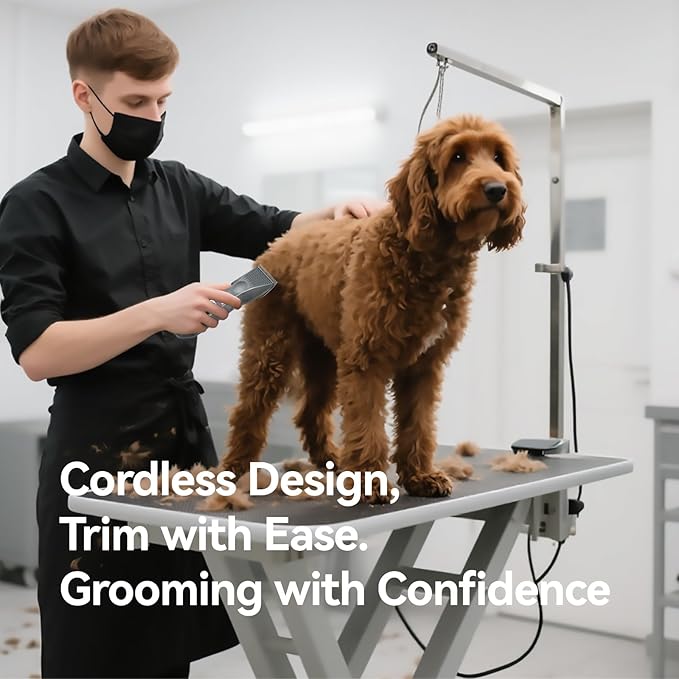 Cordless Dog Grooming Clippers More Than 10H Run Time 3-Speed Professional Pet Clippers for Grooming Heavy Duty Thick Hair Detachable Carbonized Steel Blade Low Noise