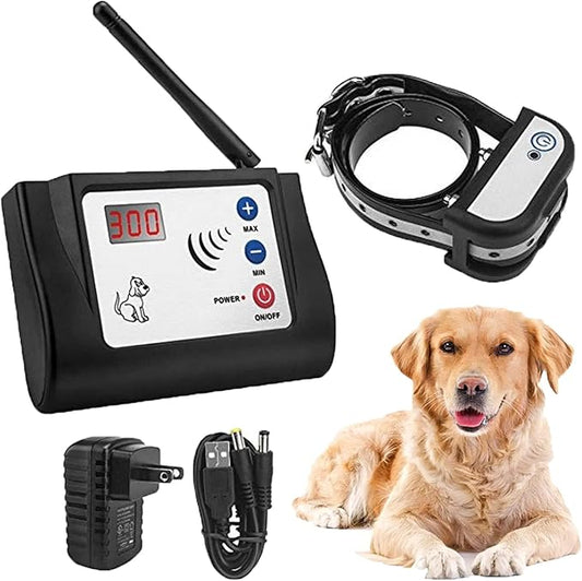 Wireless Dog Fence,Outdoor Safe Electric Pet Containment System,Adjustable Radius Range Up to 990ft,Dog Boundary Container with Waterproof & Rechargeable Training Collars Receiver,for 1 2 3 Dogs,for1d