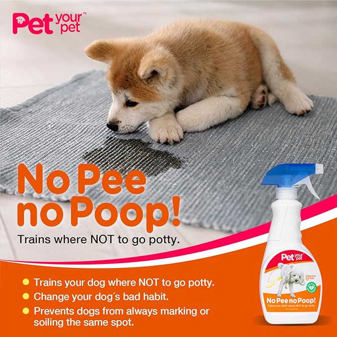 No Pee No Poop Dog Potty Training Spray, 16 Fl Oz – Non-Toxic Dog Spray to Prevent Peeing and Pooping – Natural No Urine Marking Scent Corrector - No Here Stops Dogs Peeing Indoor/Outdoor