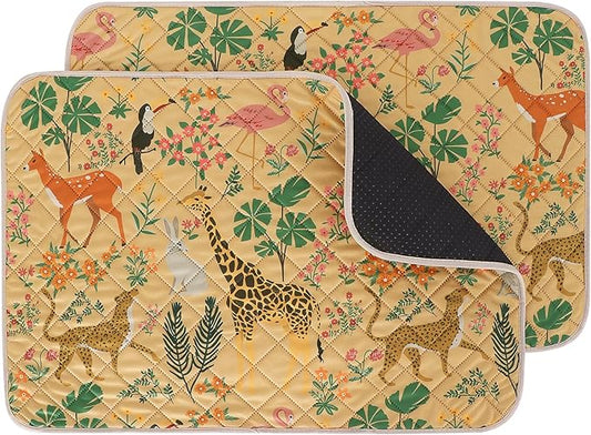 IEUUMLER Washable Pee Pads for Dogs, 2 Pack Forest Pattern Reusable Waterproof Puppy Pads, Non-Slip Super Absorbent Dog Training Pad for Playpen Crate Bed EU013 Earth Yellow Jungle, 30x20