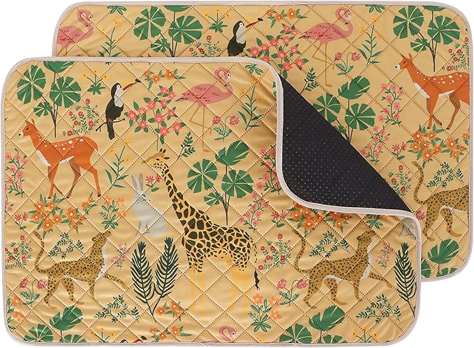 IEUUMLER Washable Pee Pads for Dogs, 2 Pack Forest Pattern Reusable Waterproof Puppy Pads, Non-Slip Super Absorbent Dog Training Pad for Playpen Crate Bed EU013 Earth Yellow Jungle, 36x24