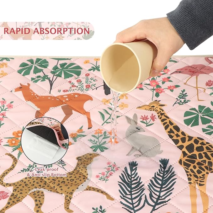 IEUUMLER Washable Pee Pads for Dogs, 2 Pack Forest Pattern Reusable Waterproof Puppy Pads, Non-Slip Super Absorbent Dog Training Pad for Playpen Crate Bed EU013 Pink Jungle, 30x20