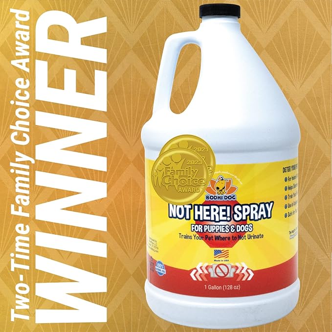 Bodhi Dog Not Here! Spray - Trains Your Pet Where Not to Pee Indoors or Outdoors - Anti Marking Deterrent for Furniture, Carpet & Floor - Training Corrector for Puppy & Dogs - Made in USA (128 Fl Oz)