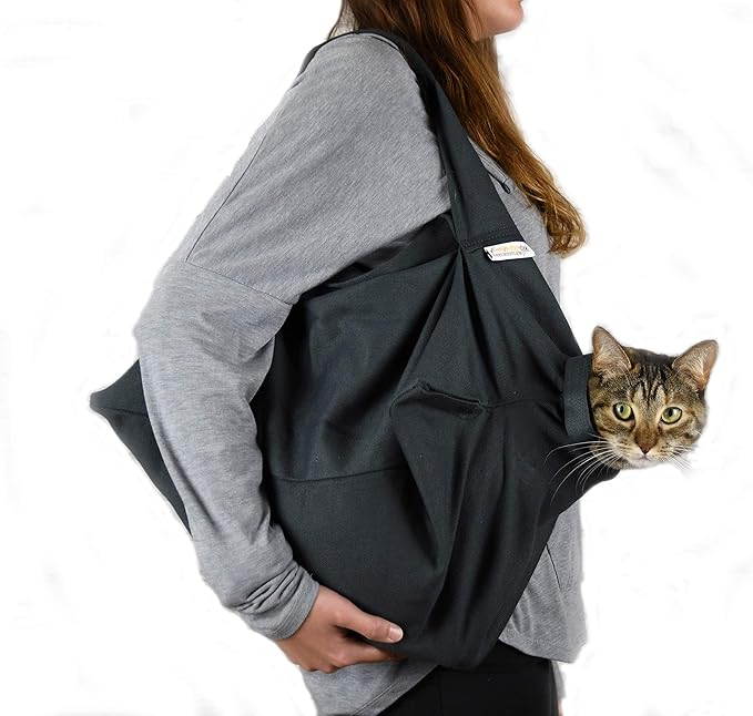Cat-in-the-Bag Cozy Comfort Carrier - Extra Small Charcoal Cat Carrier Soft and Pet Carrier for Nail Clipping, Vet Visits, Medication Administration, Dental Care, and Traveling