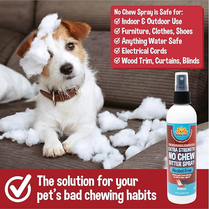 Bodhi Dog Bitter 2-in-1 No Chew & Hot Spot Spray - Natural Anti-Chew Remedy Better Than Bitter Apple - Soothes Hot Spots, Deters Chewing - Safe for Skin, Wounds & Furniture (Alcohol Free, 8 Fl Oz)