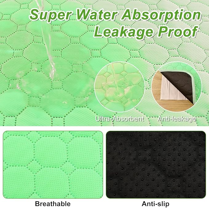 Enmaipet Reusable Puppy Training Pads, 2 Pack Washable Pee Pads for Dogs, Puppy Pee Pad for Dogs, Waterproof Non Slip Absorbent and Leakproof for Crate, Playpen, Bed, Sofa, 18"x 24" (Green)