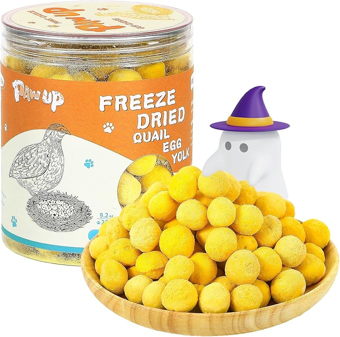 PAWUP Freeze Dried Cat & Dog Treats, Natural Quail Egg Yolk, Single Ingredient, High-Protein Pet Snacks for Skin & Coat Health, No Artificial Additives, 9.2 oz