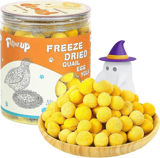 PAWUP Freeze Dried Cat & Dog Treats, Natural Quail Egg Yolk, Single Ingredient, High-Protein Pet Snacks for Skin & Coat Health, No Artificial Additives, 9.2 oz