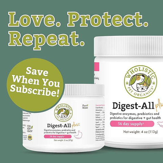 Wholistic Pet Organics Probiotics for Dogs with Digestive Enzymes & Prebiotic Fiber - 8 Oz - Daily Cat & Dog Probiotics for Digestive Health, Anti Diarrhea & Gut Support - Cat Probiotic - 227 Scoops