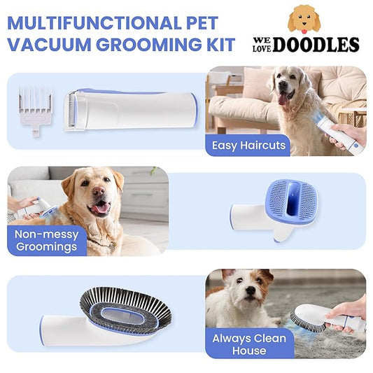 We Love Doodles 11-in-1 Dog Grooming Vacuum - Professional-Grade Dog Clippers, Lightweight Pet Vacuum Grooming Kit for Dogs at Home, For Long Hair & Non Shedding Dogs, Goldendoodles & Poodles