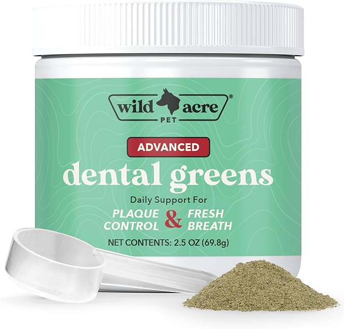 Wild Acre Dental Powder for Dogs - Dog Breath Freshener Dental Powder for Teeth Cleaning Plaque Off, Dental Care for Dogs, Tartar Remover for Teeth - Fresh Breath Probiotics