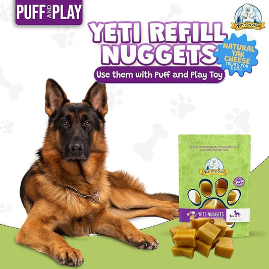 Yeti Refill Nuggets for Puff and Play Dog Toys - Natural Himalayan Yak Cheese Treats, Healthy Dog Chews, Suitable for All Dogs, Ideal for Interactive Chew Toys and Dispensers - 6 Pieces, Cheese