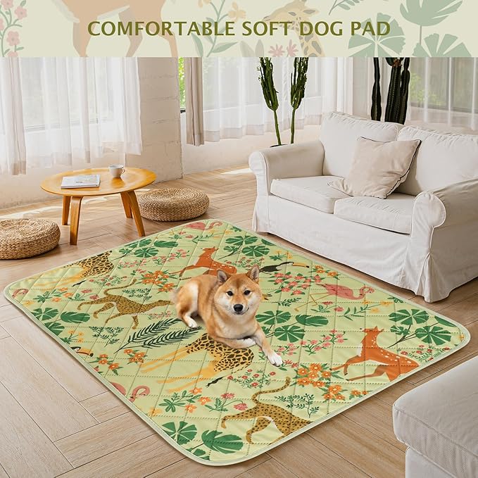 IEUUMLER Washable Pee Pads for Dogs, 2 Pack Forest Pattern Reusable Waterproof Puppy Pads, Non-Slip Super Absorbent Dog Training Pad for Playpen Crate Bed EU013 Green Jungle, 24x18