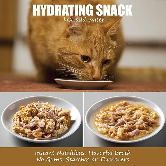 Whole Life Pet Bistro Bowls - Human-Grade Wet Food Toppers & Complement, Natural & Flavorful Broth, Instantly Hydrating Cat Snacks, Lickable Cat Treats, Just Add Water - Chicken & Tuna, 3 Oz