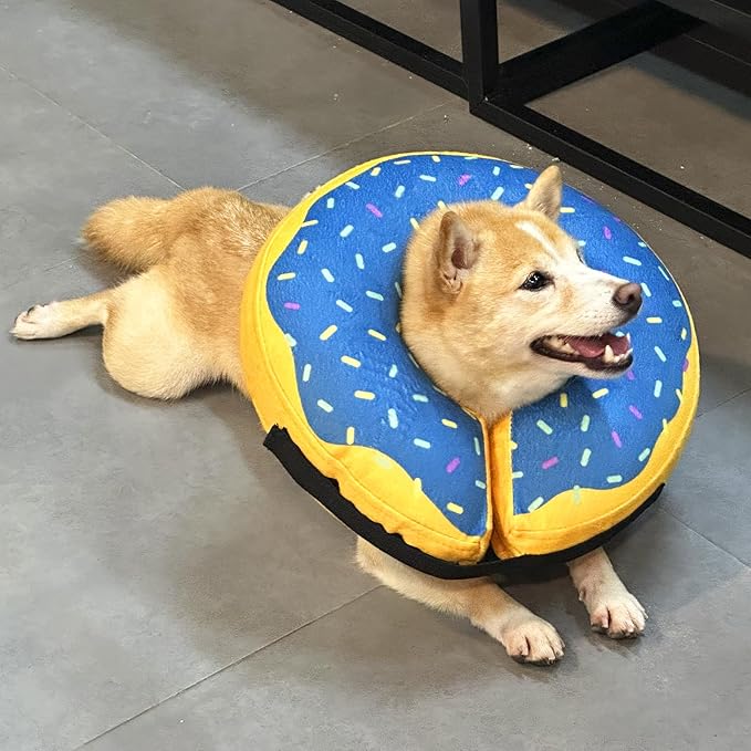 Katoggy Inflatable Dog Cone Collar for After Surgery, Soft Adjustable Blow up Donut E-Collar for Small Medium Large Dog and Cats
