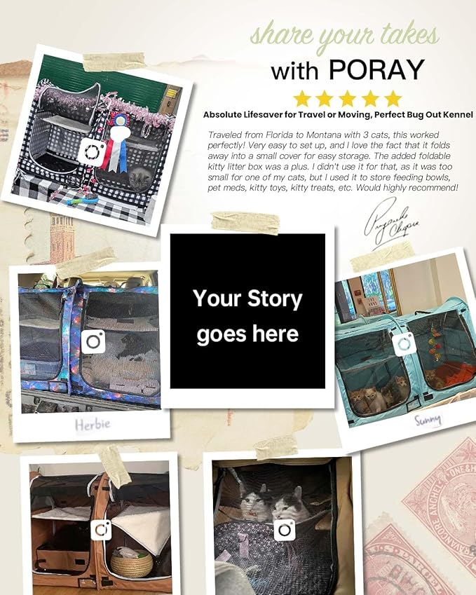 Mispace Portable Twin Compartment Show House Cat Cage/Condo - Easy to Fold & Carry Kennel - Comfy Puppy Home & Dog Travel Crate with Portable Carry Bag/Two Hammocks/Mats and Collapsible Litter Box