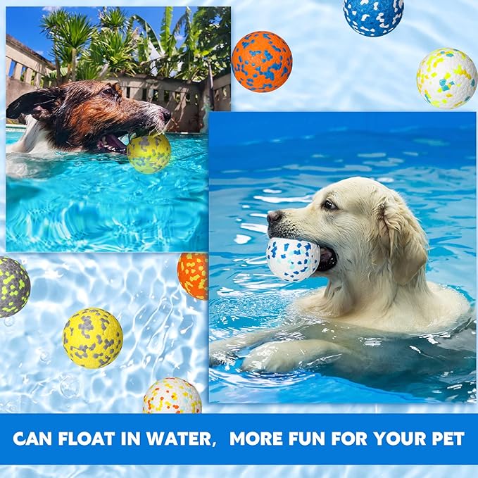 Lenwen 10 Pcs Dog Toy Ball for Aggressive Chewers Interactive Dog Ball for Boredom and Stimulating Bouncy Floating Rubber Toy for Large Medium Small Puppy(2.5 Inch,Bright Color)