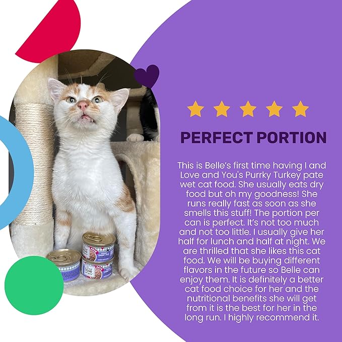 I and love and you Wet Cat Food - Purrky Turkey Pâté - Turkey Recipe, Grain Free, Filler Free, 3oz Pack of 24 Cans