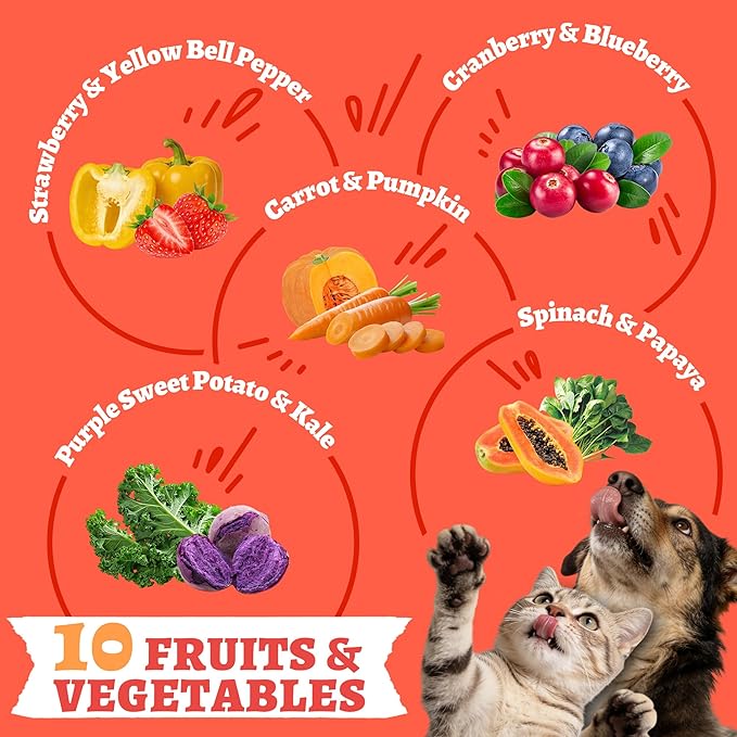 Wellix Freeze Dried Chicken&Vegetables Treats for Cats&Dogs - Healthy Freeze Dried Cat Treats Rich in Pumpkin,Cranberry,etc - High-Protein Food Topper for Gut Health 4.23oz