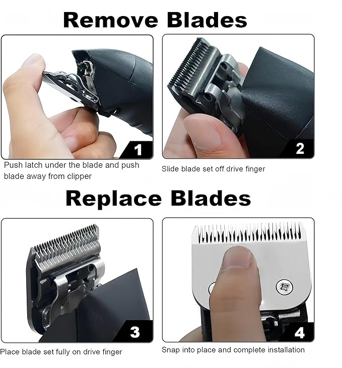 10+7+5+4 Skip Tooth Blades,Detachable Pet Dog Grooming Steel Blade Compatible with Oster A5,Wahl KM10 Series Clippers,Cut Length 1/8-Inch (3.2mm)，4 Pack