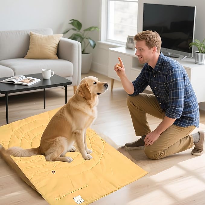 Dog Travel Mat | Camping Bed for Dogs | 37.4"x25.6" Waterproof Outdoor Dog Mat | Portable Place Mat for Dogs with Handle | Machine Washable | Easy Clean for Outdoor Adventures (Green)