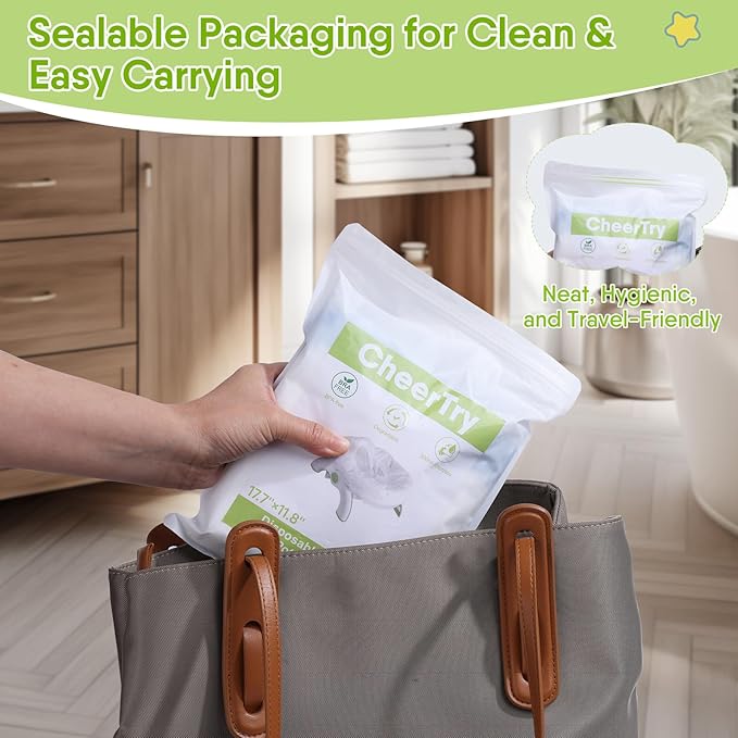 [30 Counts] CheerTry Potty Liners, 300ML Water Super-Absorbent Potty Bags, Thick & Tear-Resistant, Drawstring Opening & Easy to Tie, Fits Most Potty Chairs