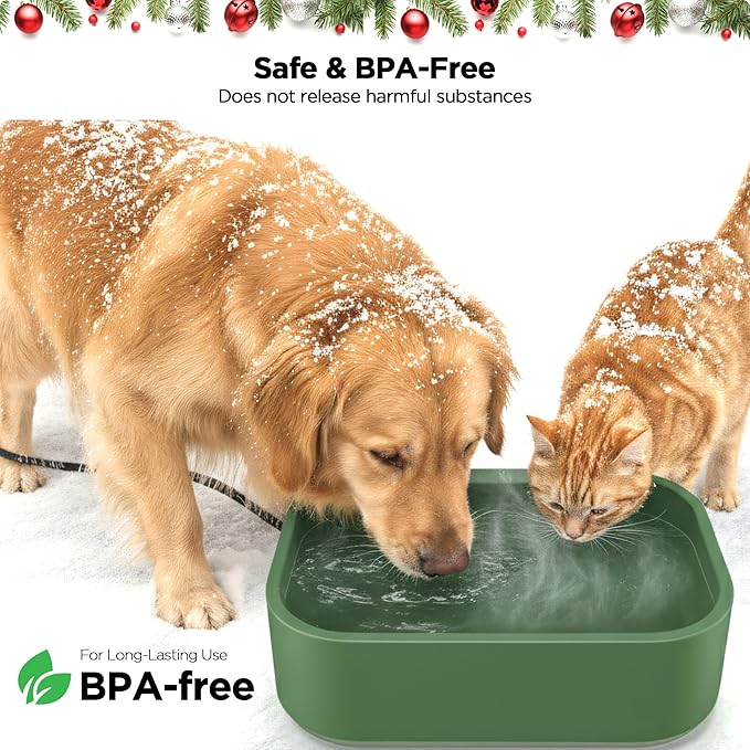 1.25Gal/5.5L Extra Large Pet Heated Water Bowl for Dog Cats Rabbit Chicken Duck Squirrel, Indoor & Outdoor Antifreezing Winter Heated Food & Water Bowl Dish, Thickened Design, BPA-Free, Plug and Play