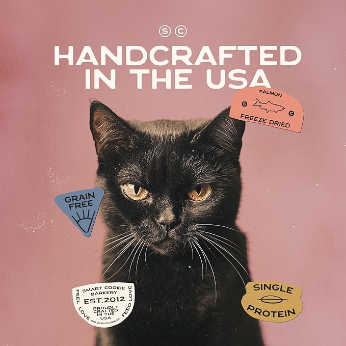 Smart Cookie Salmon Freeze Dried Cat Treats – Minimal Ingredient, High-Protein Snacks for Picky Cats – Wild Caught Salmon, No Fillers, Made in The USA – 1oz