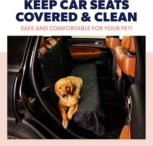 Active Pets Black Car Rear Seat Cover for Dogs, Durable Waterproof & Scratch Resistant Vehicle Backseat Protector, Nonslip Dog Accessory & Pet Protection for Back Seats, Machine Washable