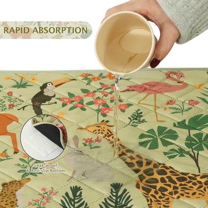 IEUUMLER Washable Pee Pads for Dogs, 2 Pack Forest Pattern Reusable Waterproof Puppy Pads, Non-Slip Super Absorbent Dog Training Pad for Playpen Crate Bed EU013 Green Jungle, 24x18