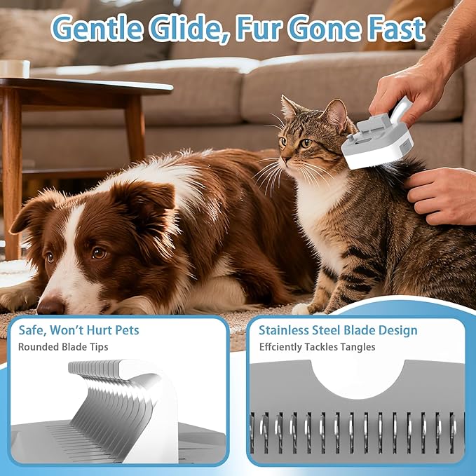 3 in 1 Pet Steam Brush for Dogs & Cats – Self Cleaning, Hair Removal Comb Steam for Shedding & Dematting for Long & Short Haired Pets,Includes Pet Essence