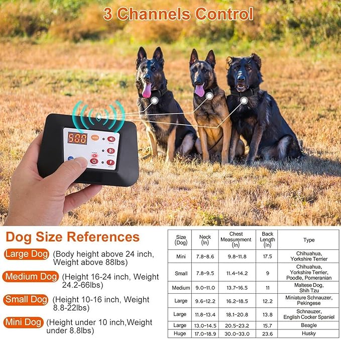 Wireless Dog Fence, Electric Dog Fence & Remote Training Collar, Waterproof and Rechargeable, Vibration & Shock, Range of 80-1640ft, Electric Pet Fence for Stubborn Dogs,for1dog